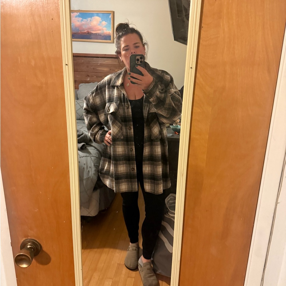 Plaid Button-Up Shacket - Picture 2 of 2